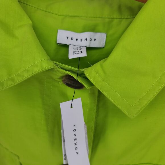 Topshop NWT Neon Green Shacket Size 4 - Picture 6 of 6
